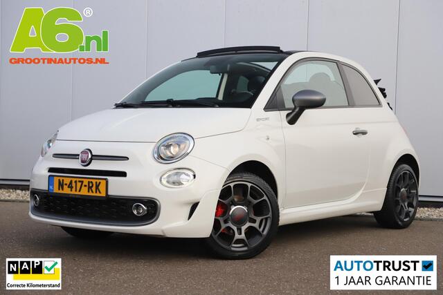 Fiat 500C d Sport Cabrio 16 inch LMV Half Leder Navigatie Carplay Android Climate Cruisecontrol Rode Remklauwen Super Netjes!