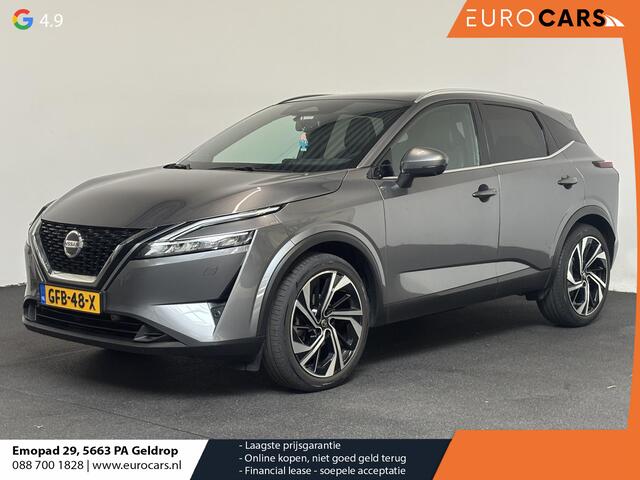 Nissan Qashqai 158pk Xtronic Tekna+ Navigatie Apple Carplay/Android Auto Parkeersensoren 360 camera Adaptive cruise control Elektrisch panoramadak achterklep en bestuurderstoel Stoel-en stuurverwarming