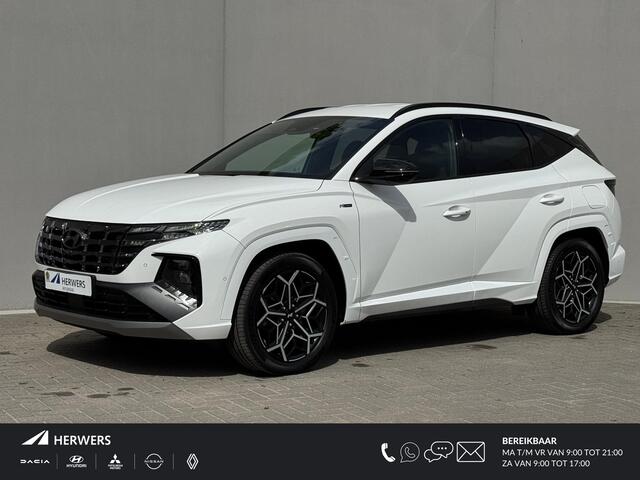Hyundai Tucson N Line 4WD / Automaat / Dealer onderhouden / Fabrieksgarantie tot 04-2028 / Trekgewicht 1350 kg / Elektrische achterklep / Stuur- Stoel & Achterbank verwarming / Adaptief cruise control / Rondomzicht camera / Stoelventilatie /