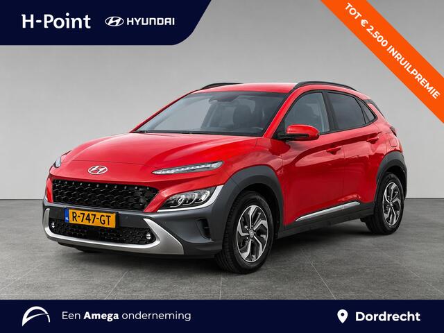 Hyundai Kona GDI HEV 105pk | TREKHAAK | LEDER | NAVI | APPLE CARPLAY / ANDROID AUTO | HEAD-UP DISPLAY | ADAPTIVE CRUISE | VOLLEDIG DEALER ONDERHOUDEN |